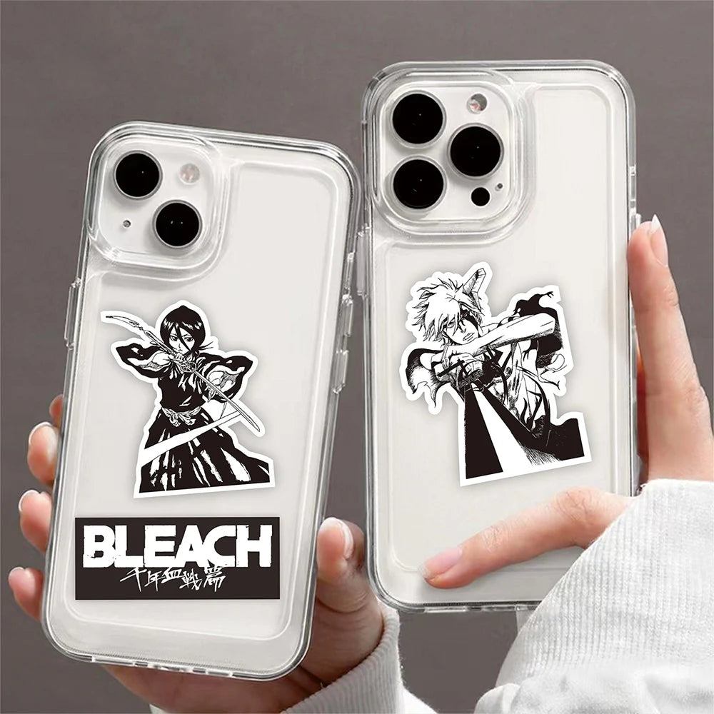 Black and White Anime BLEACH Sticker Set - 10/30/75 Pieces for Kids, Ideal for Skateboards, Phone Cases, Laptops, and DIY Projects