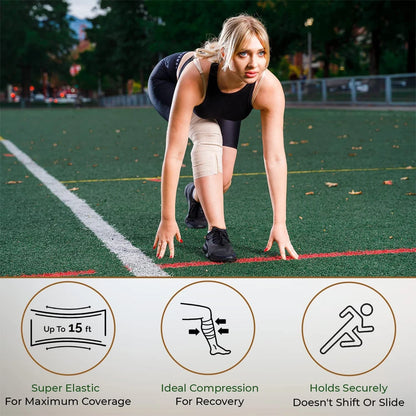 Cotton Compression Elastic Bandage Wrap - Latex-Free Support for Sports Injuries and Foot Sprains