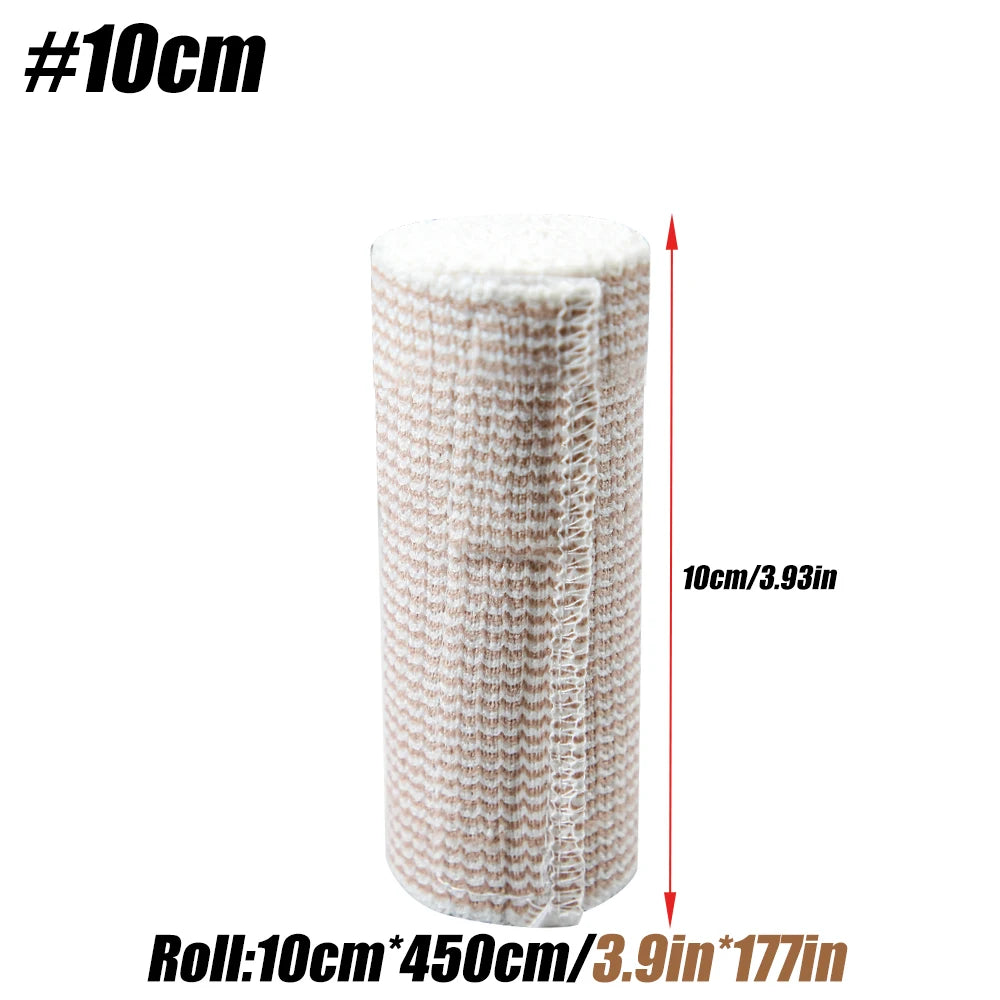 Cotton Compression Elastic Bandage Wrap - Latex-Free Support for Sports Injuries and Foot Sprains