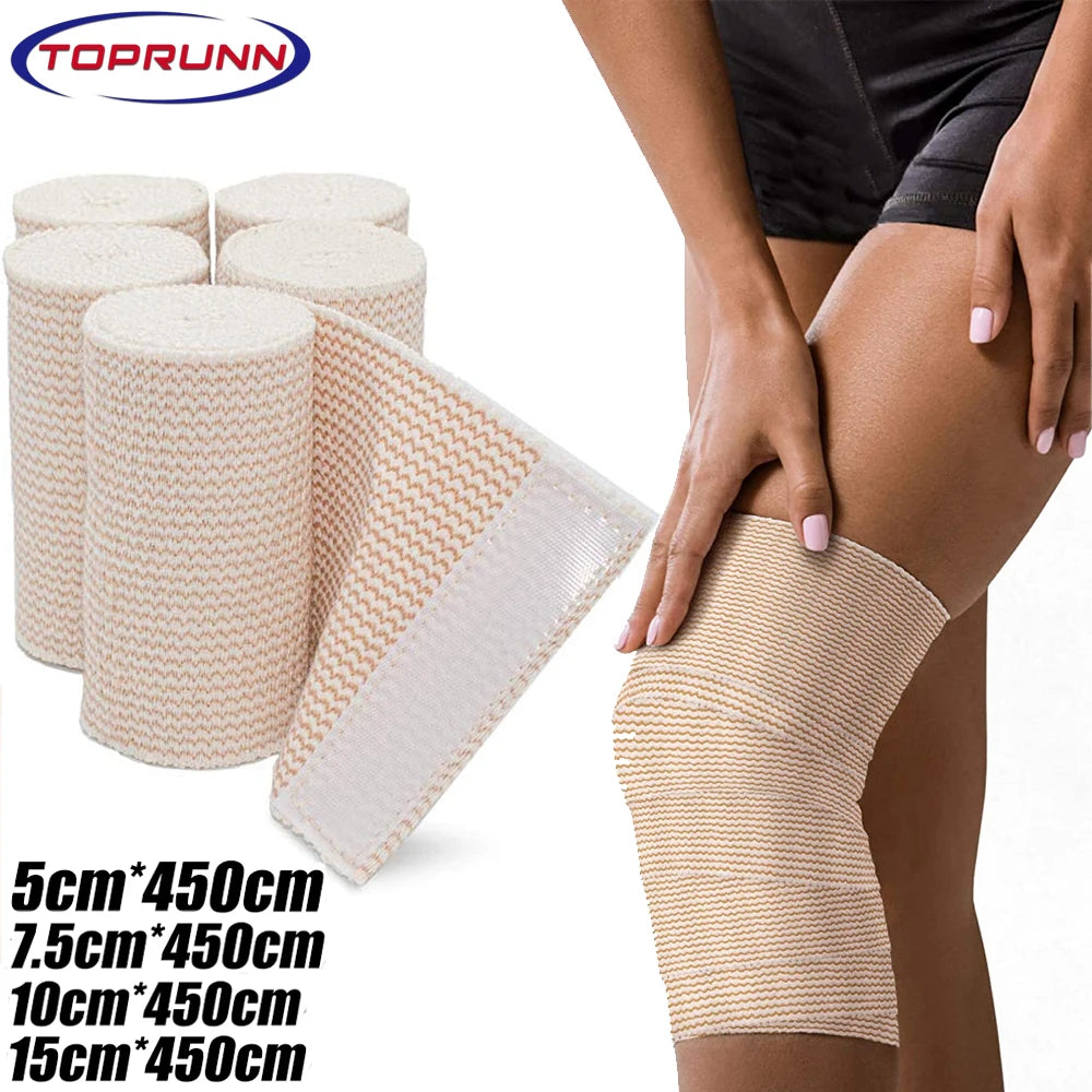 Cotton Compression Elastic Bandage Wrap - Latex-Free Support for Sports Injuries and Foot Sprains