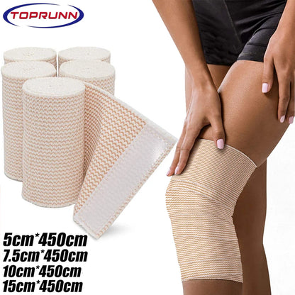 Cotton Compression Elastic Bandage Wrap - Latex-Free Support for Sports Injuries and Foot Sprains