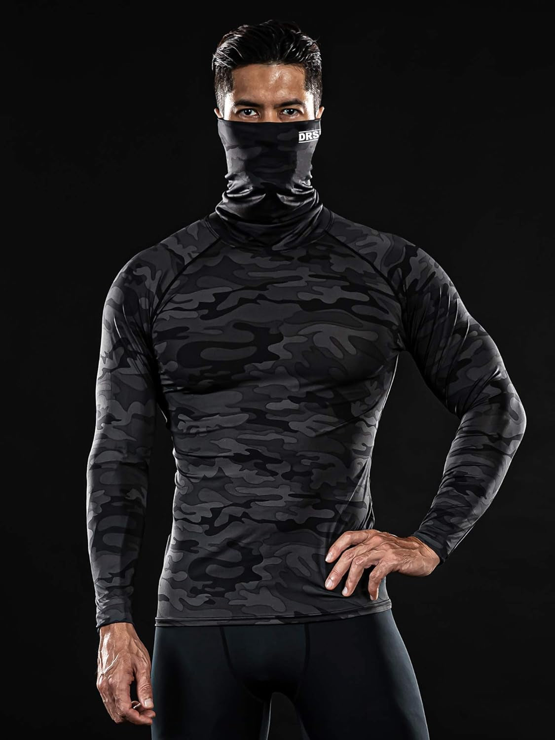 Men's Turtleneck Compression Long Sleeve Sports Baselayer - Available in 1 or 2 Pack for Running and Athletic Workouts
