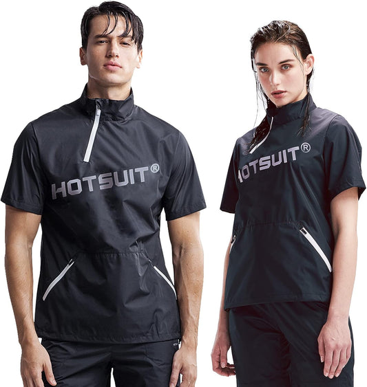 Men's and Women's Sauna Suit Workout Jacket - Short Sleeve Fitness Sauna Top for Couples