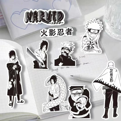 Anime NARUTO Black and White Graffiti Sticker Set - 10/30/65 Pieces for DIY Projects, Phone, Skateboard, and Notebook Decor