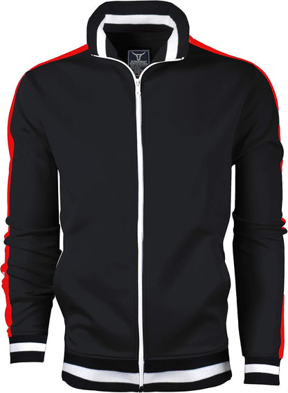 -TRACK JACKET Mens Urban Hip Hop Premium Track Jacket - Slim Fit Side Taping Sportswear Urbanwear Streetwear Top