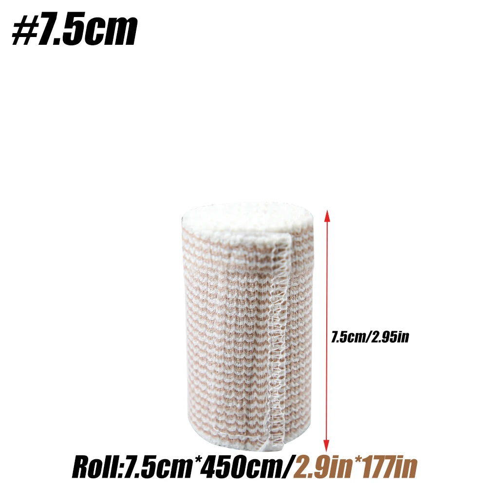 Cotton Compression Elastic Bandage Wrap - Latex-Free Support for Sports Injuries and Foot Sprains