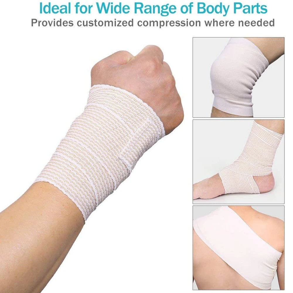 Cotton Compression Elastic Bandage Wrap - Latex-Free Support for Sports Injuries and Foot Sprains