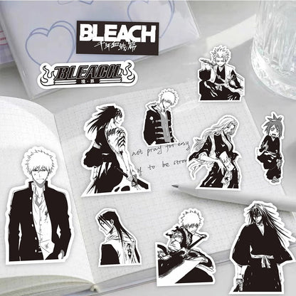 Black and White Anime BLEACH Sticker Set - 10/30/75 Pieces for Kids, Ideal for Skateboards, Phone Cases, Laptops, and DIY Projects