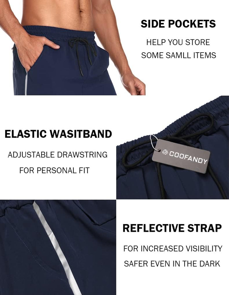 Men's 2-Pack Athletic Gym Shorts with Built-In Liner and Zipper Pockets