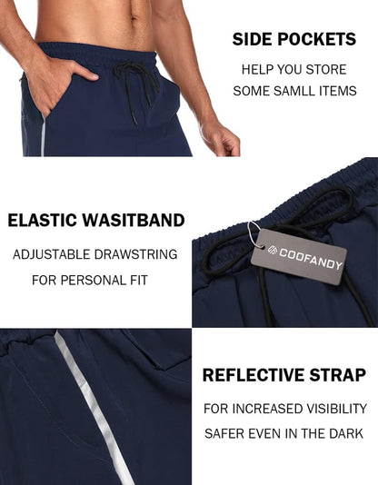 Men's 2-Pack Athletic Gym Shorts with Built-In Liner and Zipper Pockets