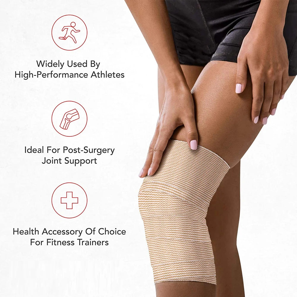 Cotton Compression Elastic Bandage Wrap - Latex-Free Support for Sports Injuries and Foot Sprains