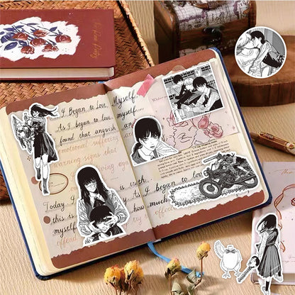 Black and White Chainsaw Man Anime Stickers - Set of 10/30/75 Waterproof Decals for Skateboards, Laptops, and Phones
