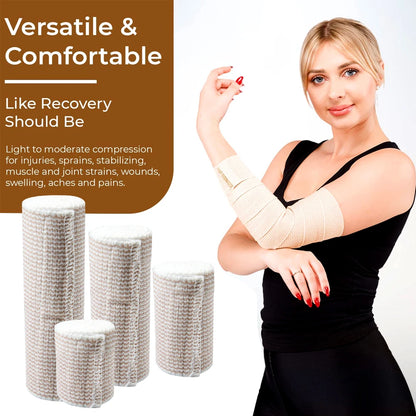 Cotton Compression Elastic Bandage Wrap - Latex-Free Support for Sports Injuries and Foot Sprains
